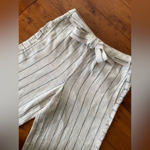 ❌ Sold ❌ 100% Linen High-Rise Wide-Leg Cream Pinstripe Pants